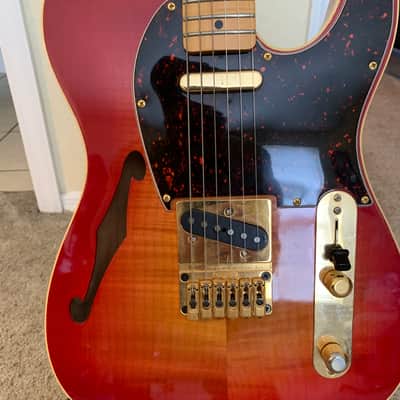 No Brand Name telecaster style semi hollow body 2000 - Red Sunburst image 2