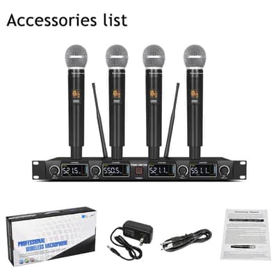 Wireless 4 handheld microphone for church/speech/karaoke/performance image 5