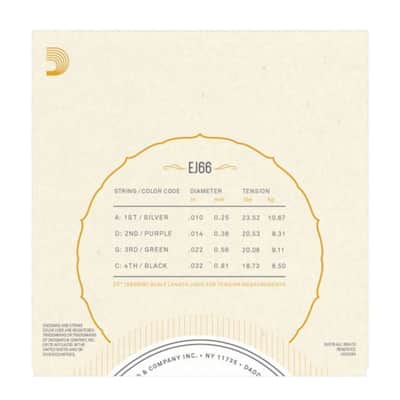D'Addario EJ66 Steel String Tenor Guitar Strings, 10-32 image 3