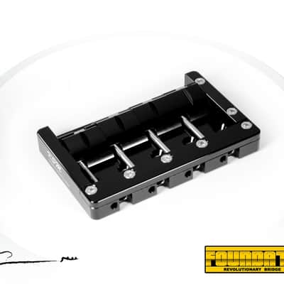 KSM Foundation Bass Bridge  (4-String) Black body w/ Nickel Bolts, Slotted Saddles image 9