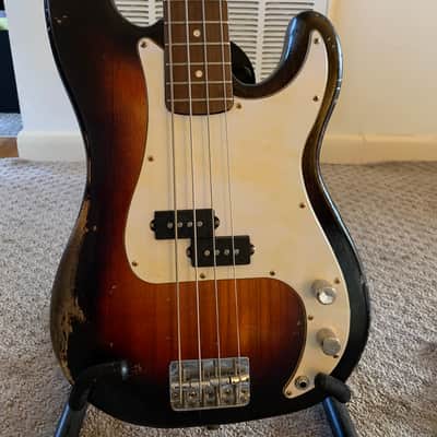 Electric Bass Guitar Custom Precision Maple neck Poplar body  2021 Tobacco sunburst 6.5 pounds image 1