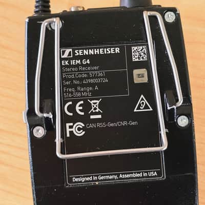 Sennheiser EK IEM G4 Wireless Stereo Receiver - Band A (516-558 MHz) image 3