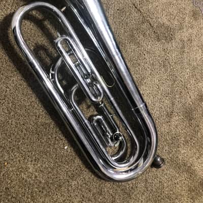 Olds Ultratone Bass Baritone Bugle Silver - Fullerton, CA - 1 rotary trigger, one piston valve image 7