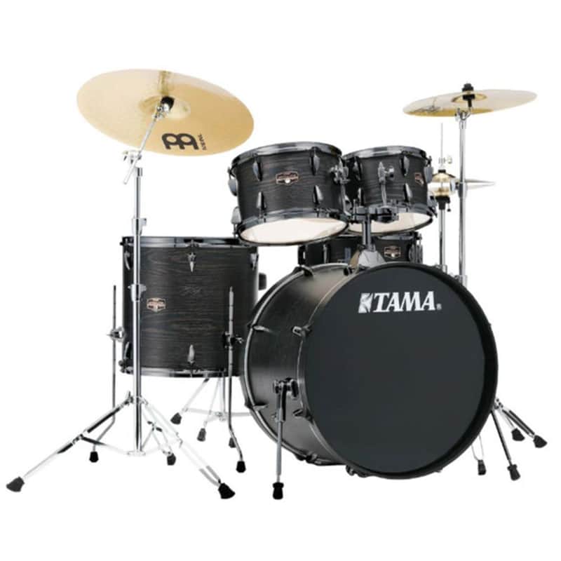 Tama Imperial Star 5 Piece with Hardware and Cymbals, Black Oak Wrap, Black Nickel Hardware image 1