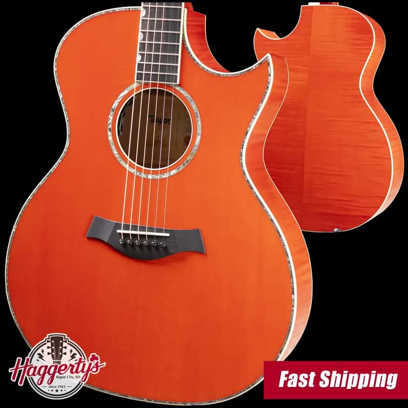 Taylor Doyle Dykes Signature Model Grand Auditorium Acoustic/Electric Guitar - Translucent Orange with Aerocase image 1