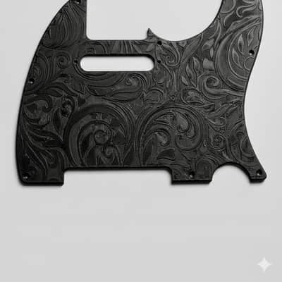 Custom TELECASTER Pickguard Black Embossed Floral Paisley 3D Engraved Parts image 2