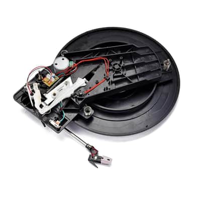 28cm Portable Vintage-Style Turntable – Black Battery-Powered Record Player with Built-In Preamp & Stylus image 3