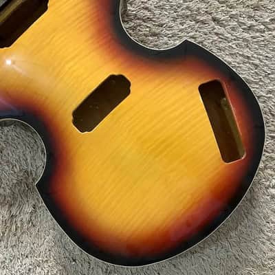 Tobacco Burst 4 String Violin Bass Body with Tiger Maple Top, Rosewood Fretboard Neck image 14