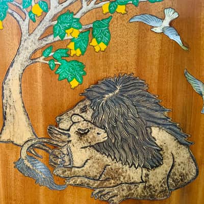 Blueberry Handmade Jumbo Acoustic Guitar Faith - Lion and Lamb Motif image 11