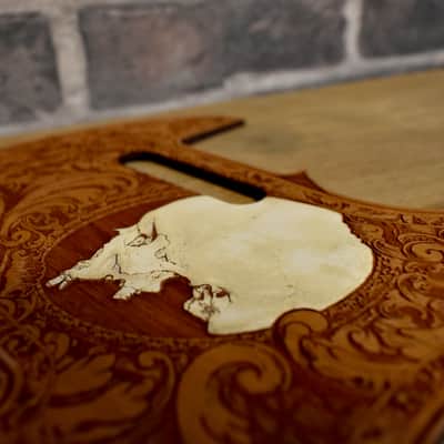 Handcrafted Cherrywood Pickguard for Fender Telecaster – Laser-Engraved Unique Design image 4