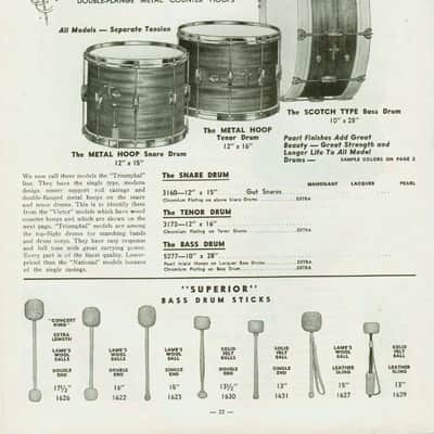 Leedy & Ludwig 3160 "Triumphlal" 15"x12" Parade Snare Drum - Marine Pearl (1952) image 18