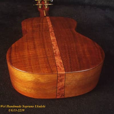 Handmade Solid Curly Hawaiian Koa Soprano Ukulele, HummingBird Vine Inlay, Soft-bag, Bruce Wei UG13-2239 image 9