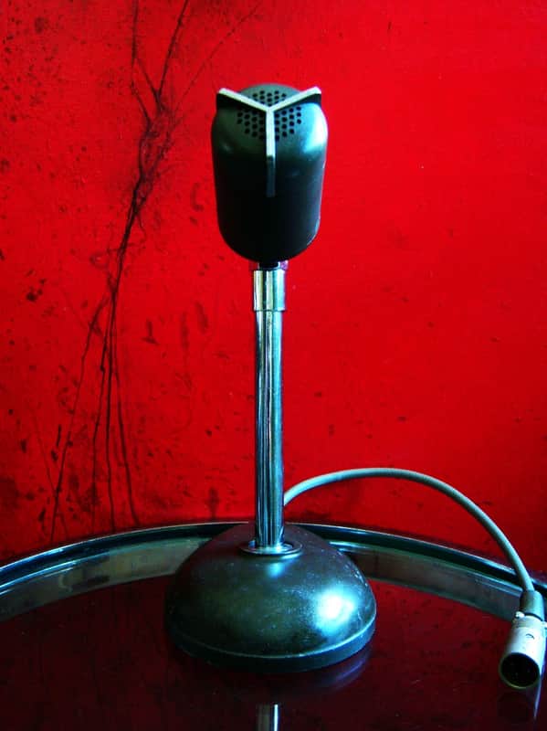 Vintage 1950's Altec 633A dynamic microphone "Salt Shaker" w period stand & cable High Z PROP image 1