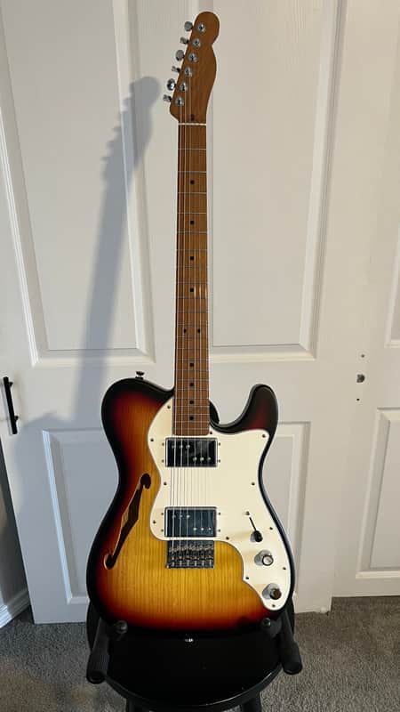 Warmoth Fender Telecaster Thinline Deluxe CuNiFe HH 2022 - Satin 3 Tone Sunburst image 1