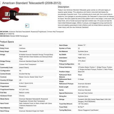 Fender American Standard Telecaster Tele Crimson Red Electric Guitar - Pickups have been Replaced with Seymour Duncan APTL-1/APTR-1 image 25