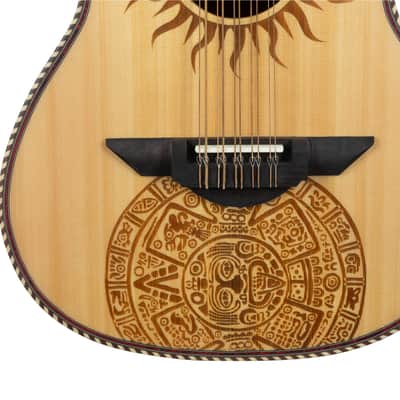 H. Jimenez Colección de Galaxia Mexica Calendar Bajo Quinto with Laser Calendar Design Acoustic +Hardshell Case | Authorized Dealer image 2