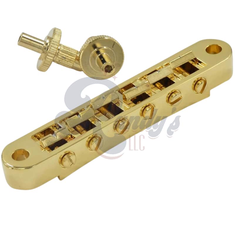 Advanced Plating 1218-24G Contemporary Nashville Tune-O-Matic TOM Bridge & Hex Posts (Aluminum) - Fits Gibson®-Gold / Gold image 1