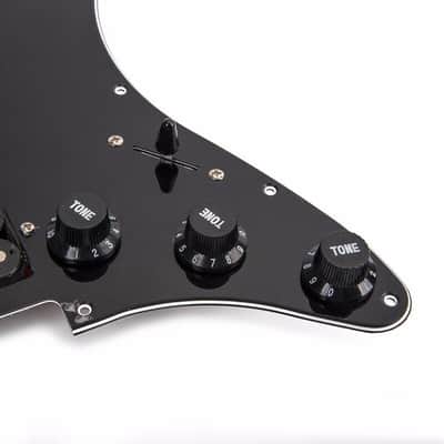 Stratocaster Style Loaded HSH Prewired Pickguard and Humbucker Pickup, Black image 2