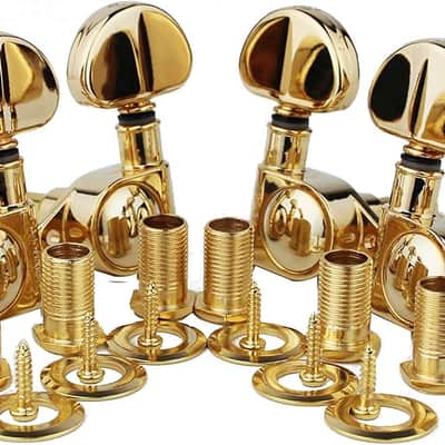 Guitar Machine Heads (3L + 3R Handed) – 1:21 Sealed Tuners Tuning Key Pegs with Big handle Replacement for Electric, Folk or Acoustic Guitars – Gold image 1