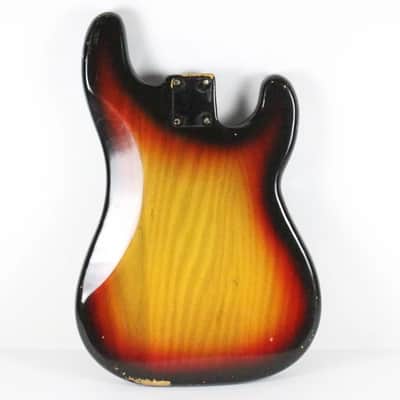 1977 Vintage Fender Precision Bass Lefty Sunburst Ash BODY Left-Handed 1970s USA PBass w/Original Bridge image 4