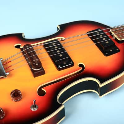 Univox Model 1920 Lectra Short-Scale Bass w/ case 1968 - Sunburst Violin Bass image 8