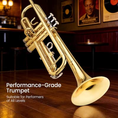 Bb Trumpet for Beginners, Brass Student Trumpet Kit with Case, 7C Mouthpiece, Cleaning Kit, Standard B Flat Instrument - Gold image 6