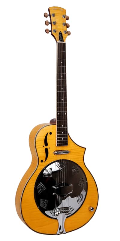 Gold Tone Mojo Flamed Solid Maple Top Mahogany Round Neck Resonator Guitar with Pickup & Hard Case image 1
