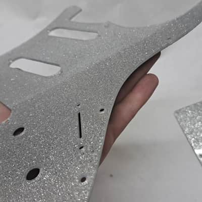 Platinum Silver Sparkle Glitter SSS pickguard + trem cover set Fits Fender Strat Stratocaster image 9