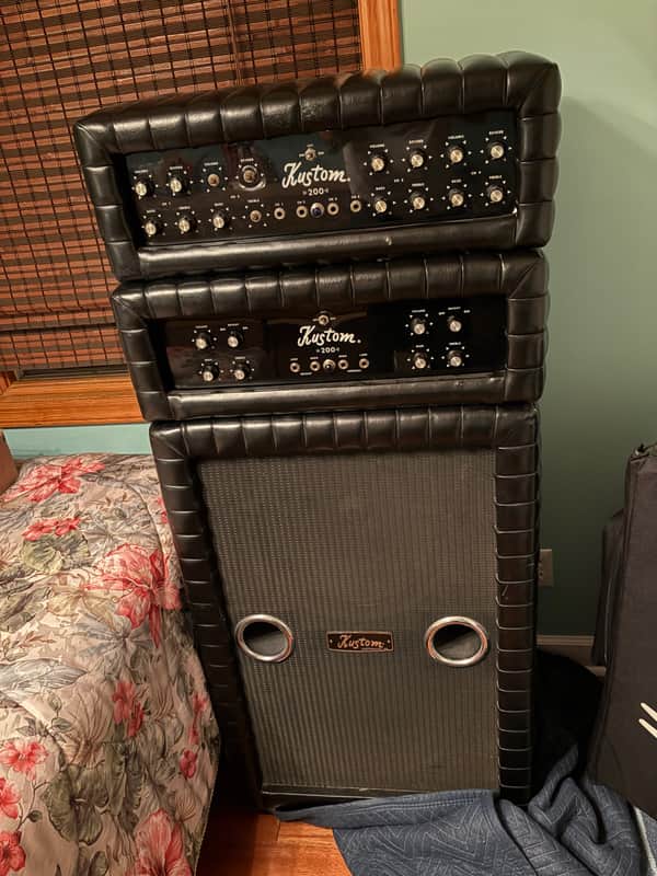 Kustom K200’s (2) piggyback on 2 x15 Cab Late 60’s- Early 70’s - Black Tuck n Roll image 1