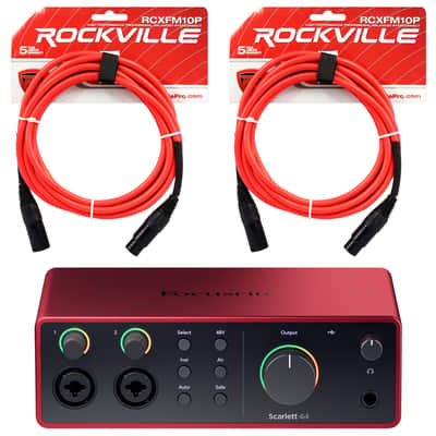 Focusrite Scarlett 4i4 4th Gen Studio Recording USB Audio Interface + XLR Cable image 1