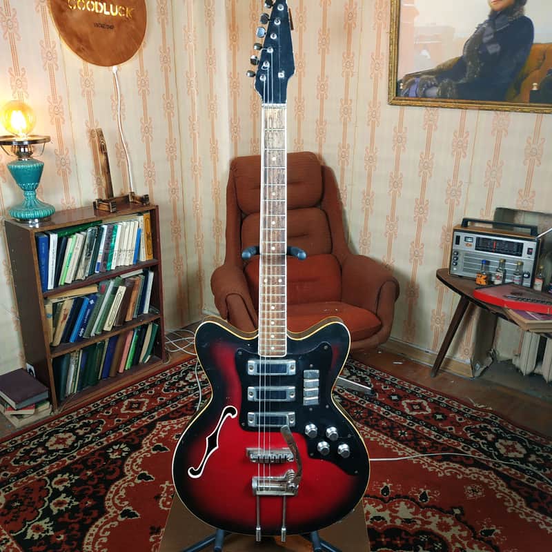 Jolana Spesial Tornado Vintage Electric Guitar Soviet USSR Tremolo bar 360 Strat Semi Hollow image 1
