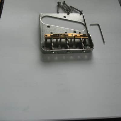 Logan custom Stainless Steel bridge plate with brass compensated saddles 2024 - Raw stainless Steel image 2
