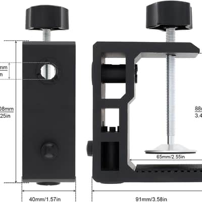Heavy Duty Desk Clamp for 1/2” Base Microphone Boom Arm, Large Metal Table Mount Mic C Clamp Fits up to 3.3" Desktop Thickness image 2