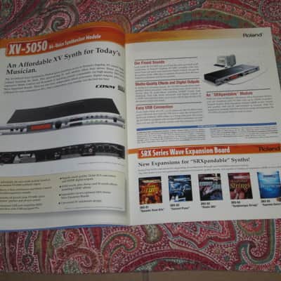 very litely handled genuine Roland / Boss 2002 New Product Catalog Vol. 1 (January 2002) - features 24 products - color, semi gloss sheen, thin quality paper, 44 Total Pages from Front Outer Cover to Back Outer Cover, L: 11" x W: 8 & 3/8" printed in Japan image 7