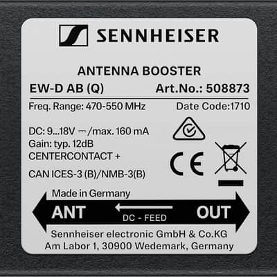 Sennheiser EW-D AB Inline Antenna Booster, Band Q (470-550 MHz) image 2