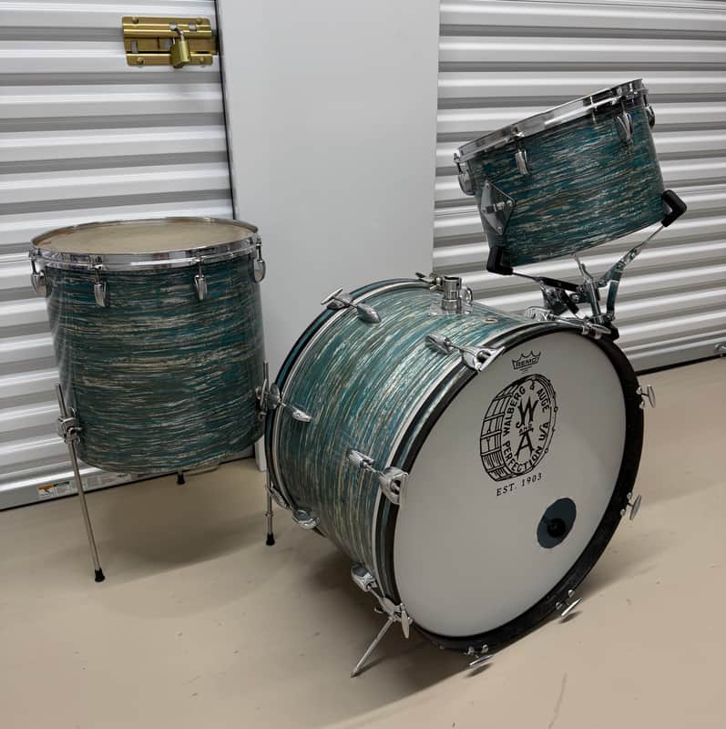 1973 W&A (Gretsch shells + hardware) “Perfection” Drum Set - Blue Oyster Pearl, Walberg and Auge image 1