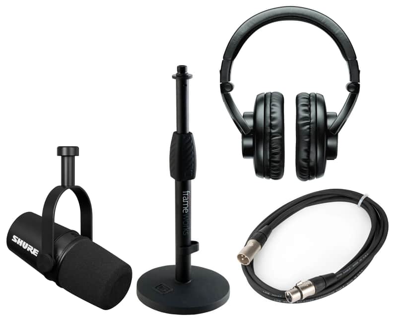 (Mint) Shure MV7X-0601-PK2-K MV7X Mic, XLR Cable, SRH440 Headphones, Gator Desktop Stand image 1
