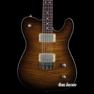 Patrick James Eggle Guitars Oz-T Tele Drop Top in Tiger Eye Burst - Master Grade Flame  Maple Top image 1