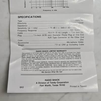 Realistic PRO-320 33-3002 Early - 90s - Black Unidirectional WITH BOX AND EXTRAS image 11
