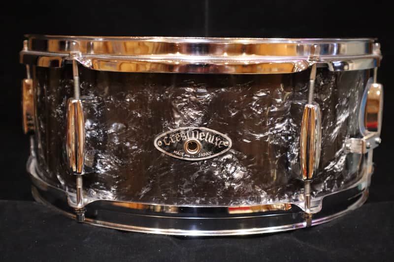 "Crest Deluxe" MIJ Coal Black Pearl 6-Lug Snare image 1