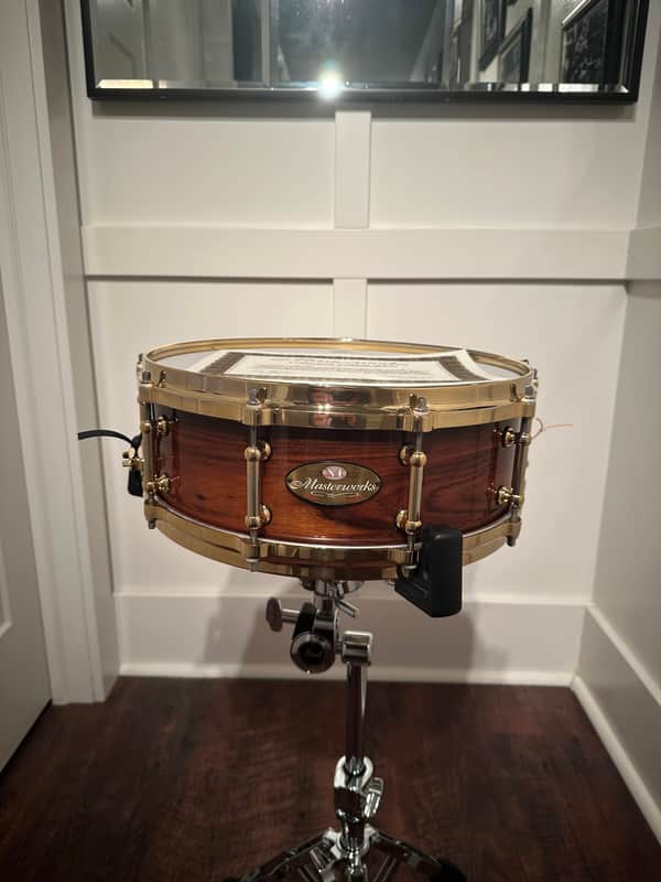 Pearl Masterworks 14x5 Santos Rosewood Limited Edition Snare – Gold Hardware – 2000 – Mint image 1