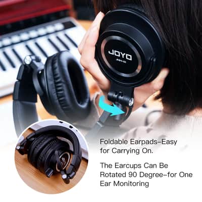 JOYO Studio Monitor Headphones Wired Audio Recording Monitor Headset Over Ear Headphones for Mixer Amplifier Podcast Keyboard Piano Deep Bass 3M Cable (JMH-01) image 3