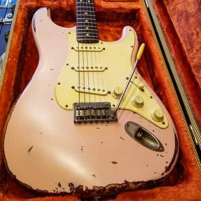 American Fender Stratocaster Standard Shell Pink Over Candy Apple CS Fat 50's image 3