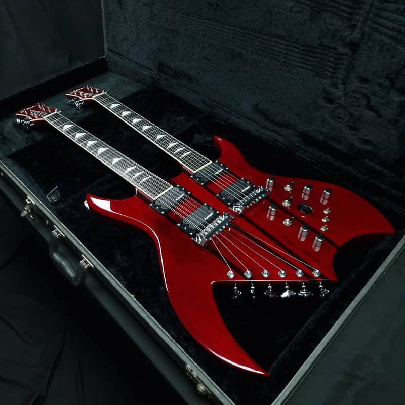 B.C. Rich Bich Legacy Double Neck 2009 Trans Red Made in Korea Rockfield Mafia pickups + OHSC image 1