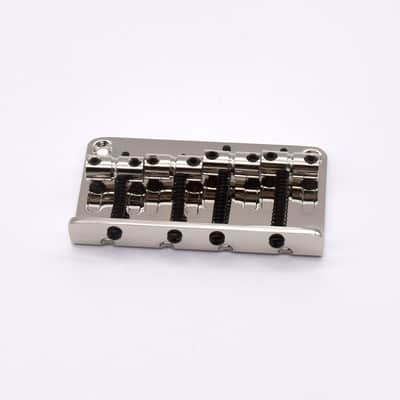 KD By AxLabs Vintage Style Bass Bridge - 4-Screw, 4-String, String-Through-Top - Nickel image 1