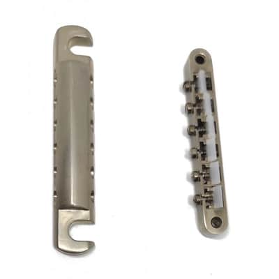 Faber Nickel AGED Bridge + Tailpiece set, ABR-1,Nylon saddles image 5