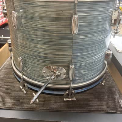 Rogers Cleveland Era Holiday 4-Piece Drum Set w/Matching Canister Throne -  Sky Blue Ripple Pearl (Early 1960's) image 6