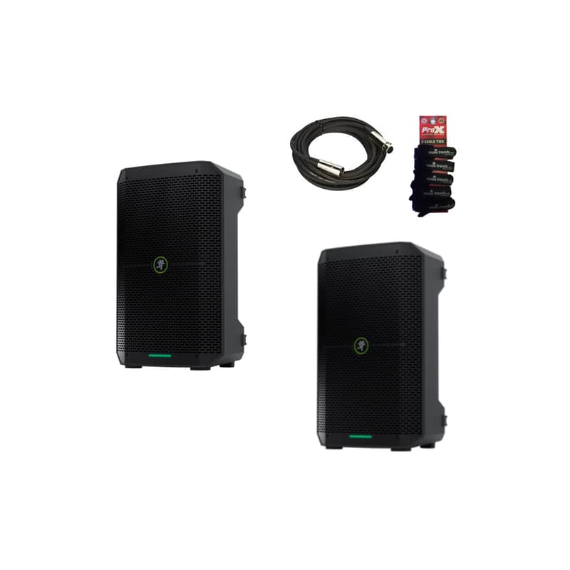 Bundle of 2 Mackie Thump Go Battery Powered Mobile Speakers + XLR & Wraps image 1