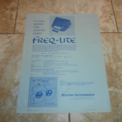 Vintage 1968 Ovation Freq-Lite Light System Flyer! Rare, Original Paperwork! image 1