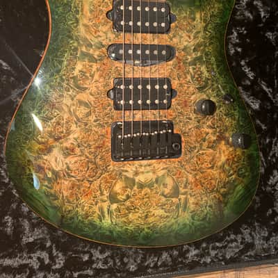 Suhr Custom modern s waterfall burl maple top black limba body image 10